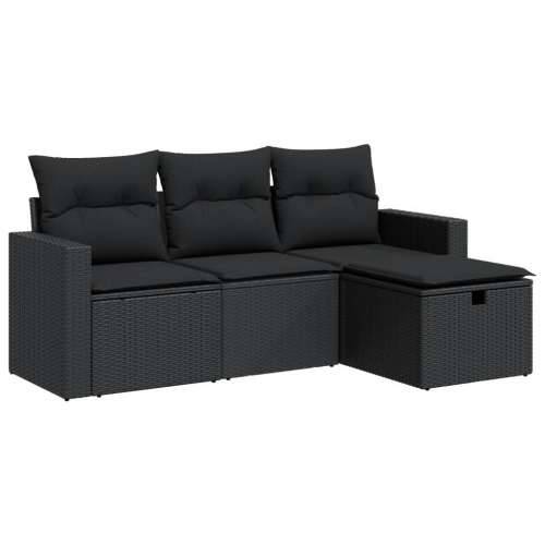 Vrtna garnitura - 4-dijelni set vrtnih sofa od poliratana s jastucima crni - Crna sa spremištem i torbom 1 Cijena