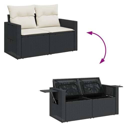 Vrtna garnitura - 6-dijelni set vrtnih sofa s jastucima crni od poliratana - Crna i krem sa spremištem 1 Cijena