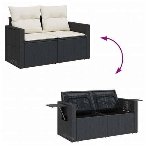 Vrtna garnitura - 7-dijelni set vrtnih sofa od poliratana s jastucima crni - Crna i krem sa spremištem 1 Cijena