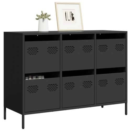 Komoda crna 101,5x39x73,5 cm hladno valjani čelik - Crna 1 101.5 cm Cijena