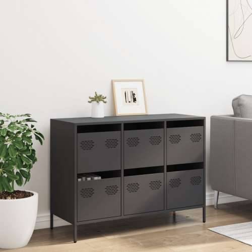 Komoda crna 101,5x39x73,5 cm hladno valjani čelik - Crna 1 101.5 cm Cijena