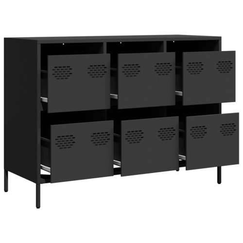 Komoda crna 101,5x39x73,5 cm hladno valjani čelik - Crna 1 101.5 cm Cijena