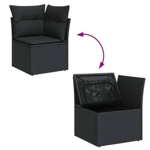 Vrtna garnitura - 9-dijelni set vrtnih sofa s jastucima crni od poliratana - Crna sa spremištem 1 Cijena
