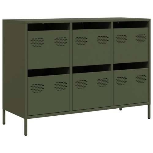 Komoda maslinastozelena 101,5x39x73,5 cm hladno valjani čelik - Maslinovo zelena 1 101.5 cm Cijena