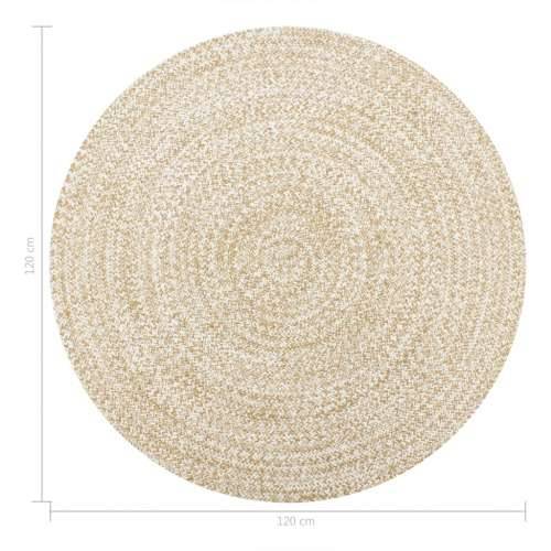 Ručno rađeni tepih od jute bijele i prirodne boje 120 cm Cijena