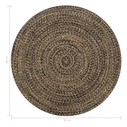 Ručno rađeni tepih od jute crne i prirodne boje 90 cm - Crna 90 cm Cijena