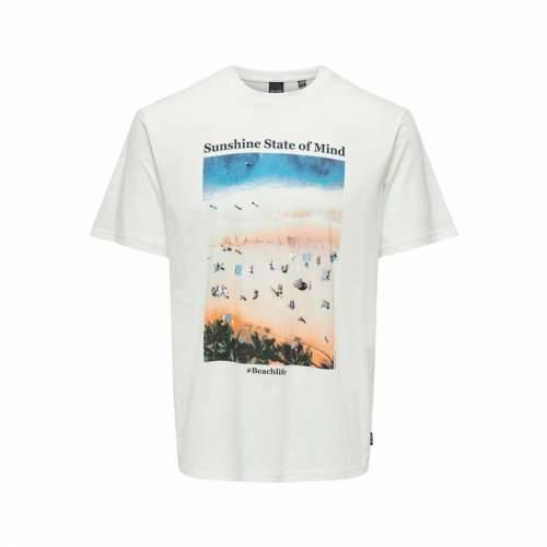 Muška Majica Kratkih Rukava Only & Sons Onskolton Reg Beach Bijela Cijena