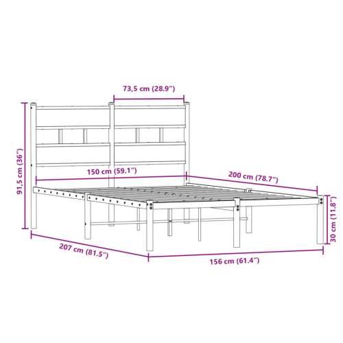 Metalni okvir kreveta bez madraca boja hrasta sonome 150x200 cm - sonoma hrast 150 x 200 cm s uzglavljem Cijena