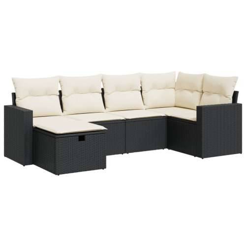 Vrtna garnitura - 6-dijelni set vrtnih sofa s jastucima crni od poliratana - Crna i krem sa spremištem 6 Cijena