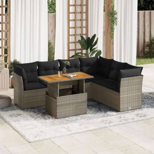 Vrtna garnitura - 7-dijelni set vrtnih sofa sivi od poliratana - siva i tamnosiva 3x kutna + stol + 3x srednja 1 Cijena