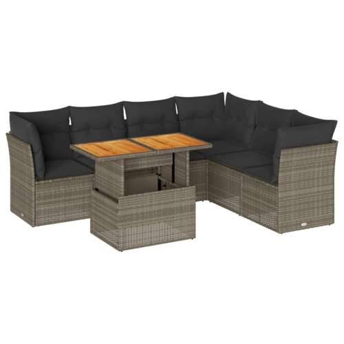 Vrtna garnitura - 7-dijelni set vrtnih sofa sivi od poliratana - siva i tamnosiva 3x kutna + stol + 3x srednja 1 Cijena