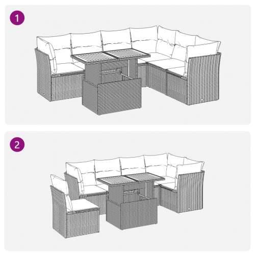 Vrtna garnitura - 7-dijelni set vrtnih sofa sivi od poliratana - siva i tamnosiva 3x kutna + stol + 3x srednja 1 Cijena