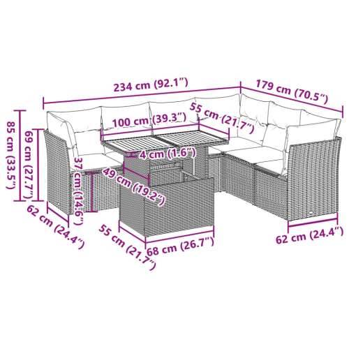 Vrtna garnitura - 7-dijelni set vrtnih sofa sivi od poliratana - siva i tamnosiva 3x kutna + stol + 3x srednja 1 Cijena