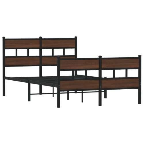 Okvir kreveta bez madraca s uzglavljem i podnožjem 120x200 cm - Smeđi hrast 120 x 200 cm s uzglavljem i podnožjem Cijena