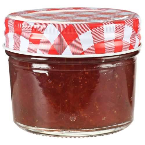 Staklenke za džem s bijelo-crvenim poklopcima 24 kom 110 ml Cijena