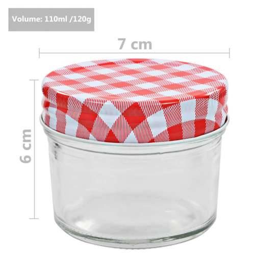 Staklenke za džem s bijelo-crvenim poklopcima 24 kom 110 ml Cijena