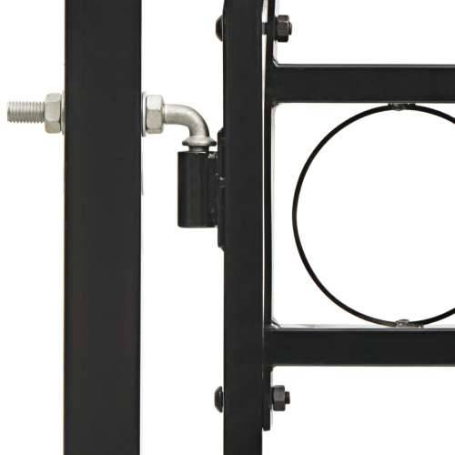 Dvostruka vrata za ogradu s lučnim vrhom čelična 300x125 cm crna Cijena