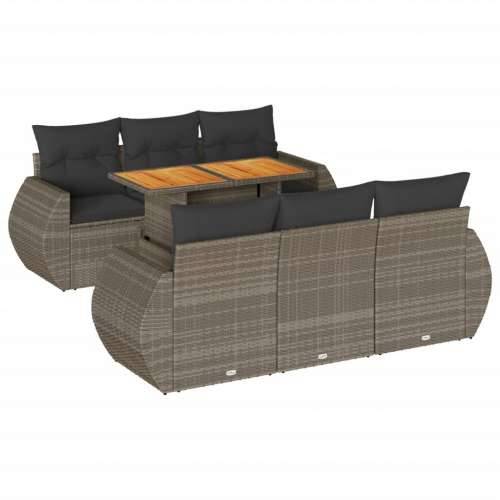 Vrtna garnitura - 7-dijelni set vrtnih sofa sivi od poliratana - Siva sa spremištem 1 Cijena