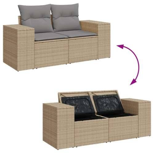 5-dijelni vrtni set sofa s jastucima bež od poliratana - bež i siva sa spremištem 1 Cijena