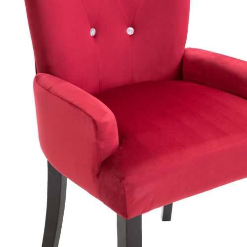 Blagovaonska stolica s naslonima za ruke crvena baršunasta Cijena