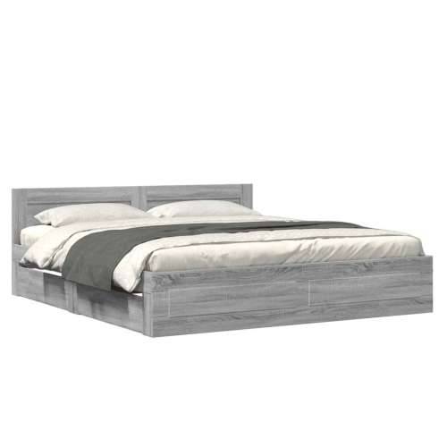 Okvir za krevet s uzglavljem boja hrasta 200x200 cm drveni - Sivi hrast sonoma 200 x 200 cm Cijena