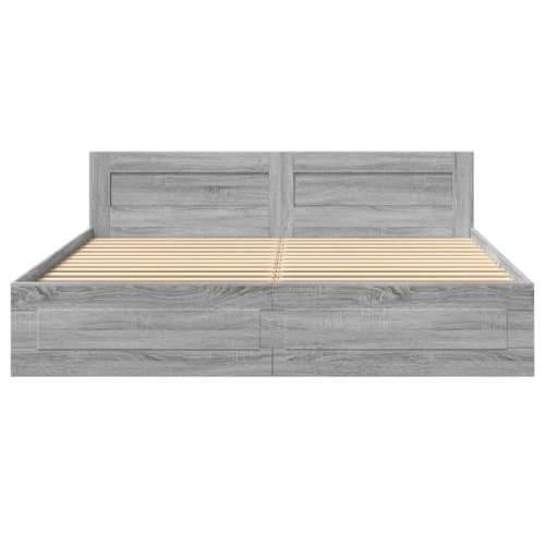 Okvir za krevet s uzglavljem boja hrasta 200x200 cm drveni - Sivi hrast sonoma 200 x 200 cm Cijena