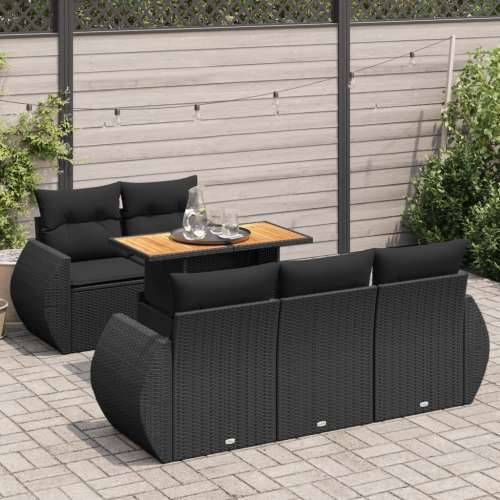 Vrtna garnitura - 6-dijelni set vrtnih sofa s jastucima crni od poliratana - Crna sa spremištem 1 Cijena