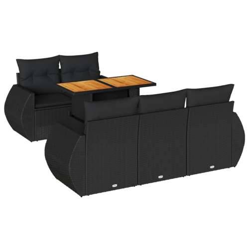 Vrtna garnitura - 6-dijelni set vrtnih sofa s jastucima crni od poliratana - Crna sa spremištem 1 Cijena