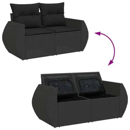 Vrtna garnitura - 6-dijelni set vrtnih sofa s jastucima crni od poliratana - Crna sa spremištem 1 Cijena
