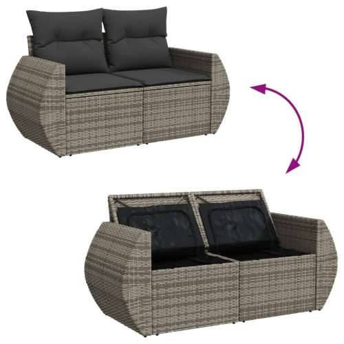Vrtna garnitura - 11-dijelni set vrtnih sofa od poliratana s jastucima sivi - Siva stol + 6x srednja + 4x kutna 1 Cijena