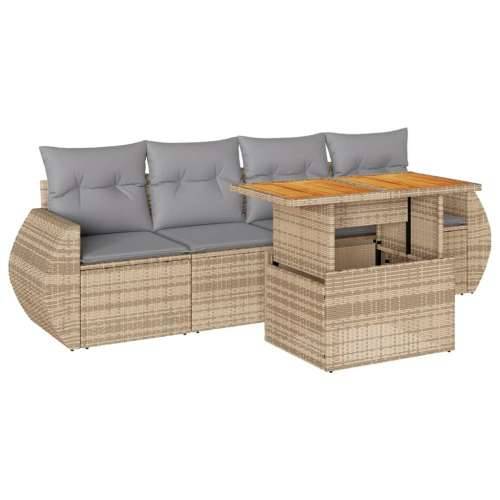 5-dijelni vrtni set sofa s jastucima bež od poliratana - bež i siva sa spremištem 1 Cijena