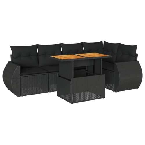 Vrtna garnitura - 6-dijelni set vrtnih sofa s jastucima crni od poliratana - Crna 3x kutna + stol + 2x srednja 1 Cijena
