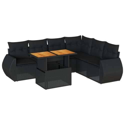 Vrtna garnitura - 7-dijelni set vrtnih sofa od poliratana s jastucima crni - Crna 3x kutna + stol + 3x srednja 1 Cijena