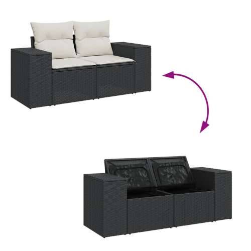 Vrtna garnitura - 7-dijelni set vrtnih sofa od poliratana s jastucima crni - Crna i krem sa spremištem 1 Cijena