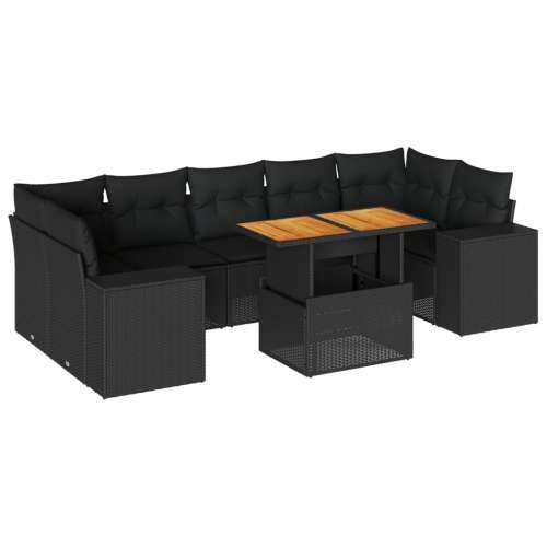 Vrtna garnitura - 8-dijelni set vrtnih sofa od poliratana s jastucima crni - Crna sa spremištem 1 Cijena