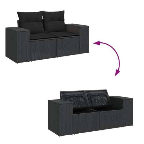 Vrtna garnitura - 8-dijelni set vrtnih sofa od poliratana s jastucima crni - Crna sa spremištem 1 Cijena