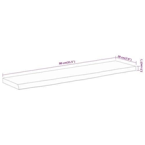 Zidna polica 80x20x2,5 cm pravokutna bagremovo drvo živi rub - Prirodna 80 x 20 x 2.5 cm 1 Masivno bagremovo drvo Cijena