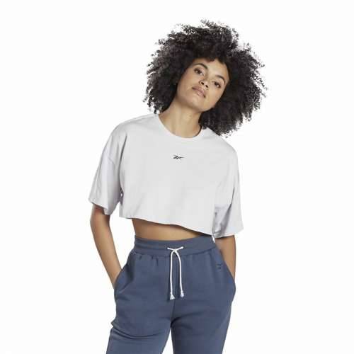 Ženska Majica Kratkih Rukava Reebok Fitness Crop Vector Velour Svjetlo siva Cijena