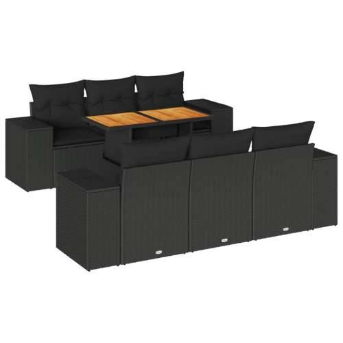 Vrtna garnitura - 7-dijelni set vrtnih sofa od poliratana s jastucima crni - Crna sa spremištem 1 Cijena