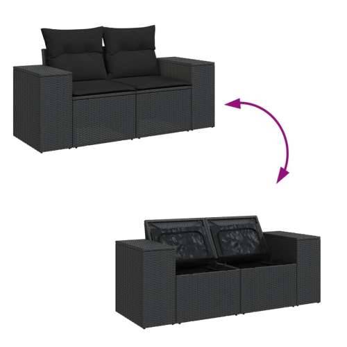 Vrtna garnitura - 9-dijelni set vrtnih sofa s jastucima crni od poliratana - Crna sa spremištem 1 Cijena