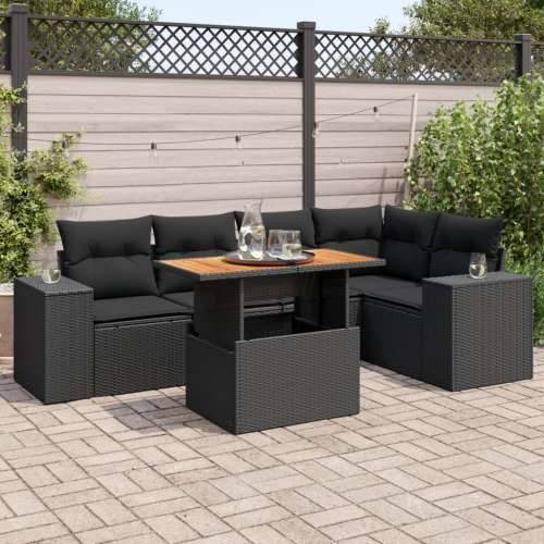 Vrtna garnitura - 6-dijelni set vrtnih sofa s jastucima crni od poliratana - Crna 3x kutna + stol + 2x srednja 1 Cijena
