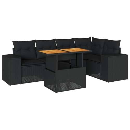 Vrtna garnitura - 6-dijelni set vrtnih sofa s jastucima crni od poliratana - Crna 3x kutna + stol + 2x srednja 1 Cijena