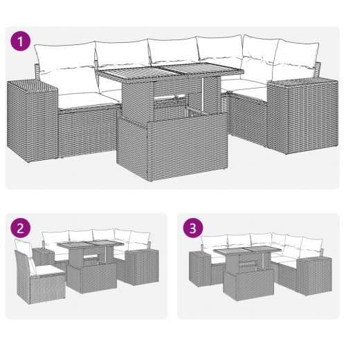 Vrtna garnitura - 6-dijelni set vrtnih sofa s jastucima crni od poliratana - Crna 3x kutna + stol + 2x srednja 1 Cijena