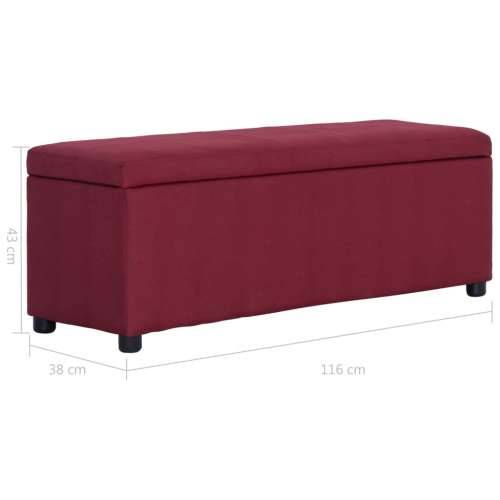 Klupa s pretincem za pohranu 116 cm crvena poliesterska - boja crnog vina Cijena
