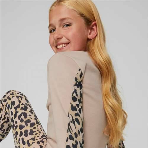 Gornji Dio Trenirke bez Kapuljače za Djevojčice Puma Alpha Crew Neck Bež Leopard Roza Cijena