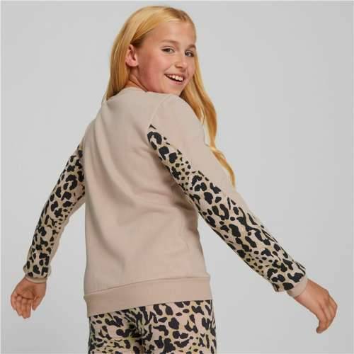 Gornji Dio Trenirke bez Kapuljače za Djevojčice Puma Alpha Crew Neck Bež Leopard Roza Cijena
