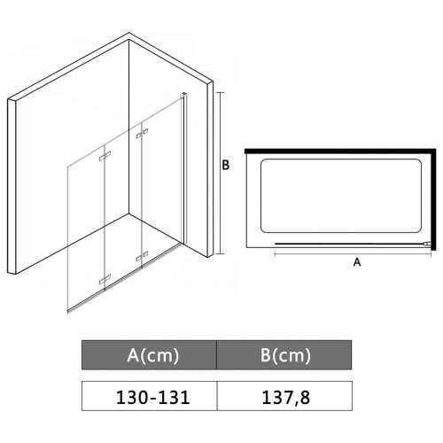 Sklopiva vrata za tuš-kabinu s 3 ploče ESG 130 x 138 cm Cijena