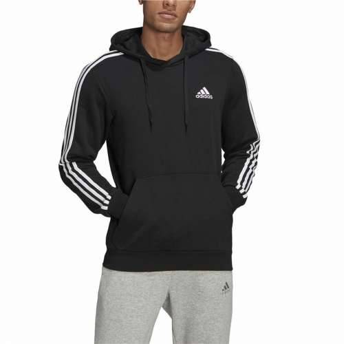 Muška Majica s Kapuljačom Adidas Essentials 3 Stripes Crna Cijena