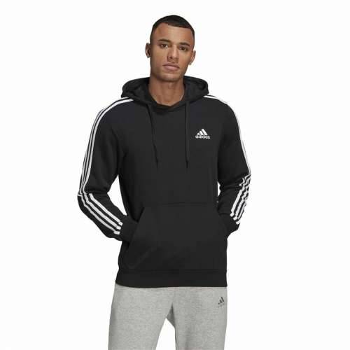 Muška Majica s Kapuljačom Adidas Essentials 3 Stripes Crna Cijena