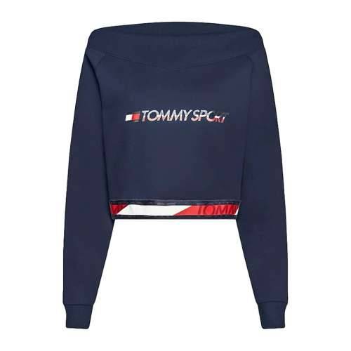 Ženska Majica bez Kapuljače Tommy Hilfiger Crop V Neck Tamno plava Cijena